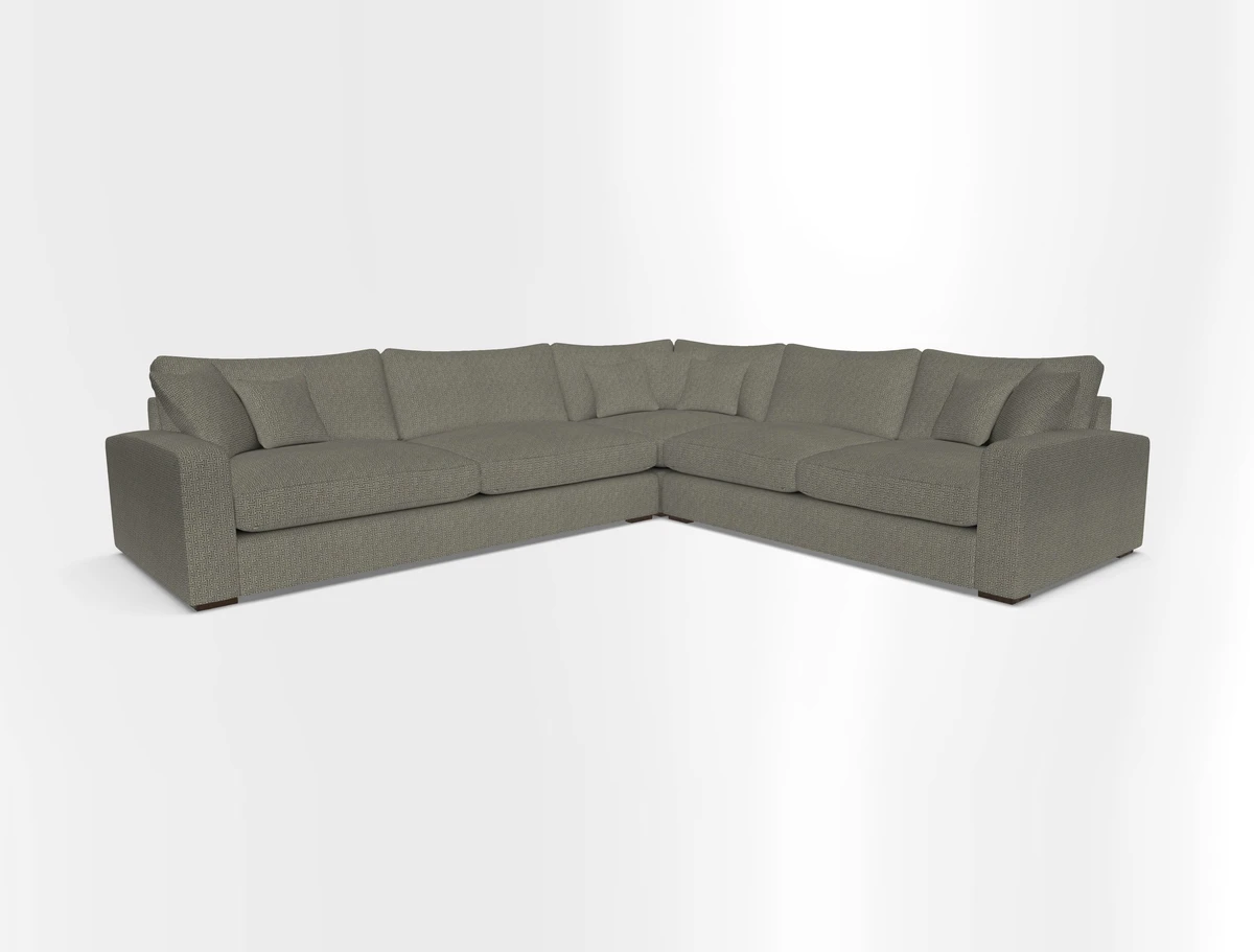 Stockbridge Corner Sofa LHF in V&A Threads of India Opulent Velvets Ikat Mirage Burnt Umber 