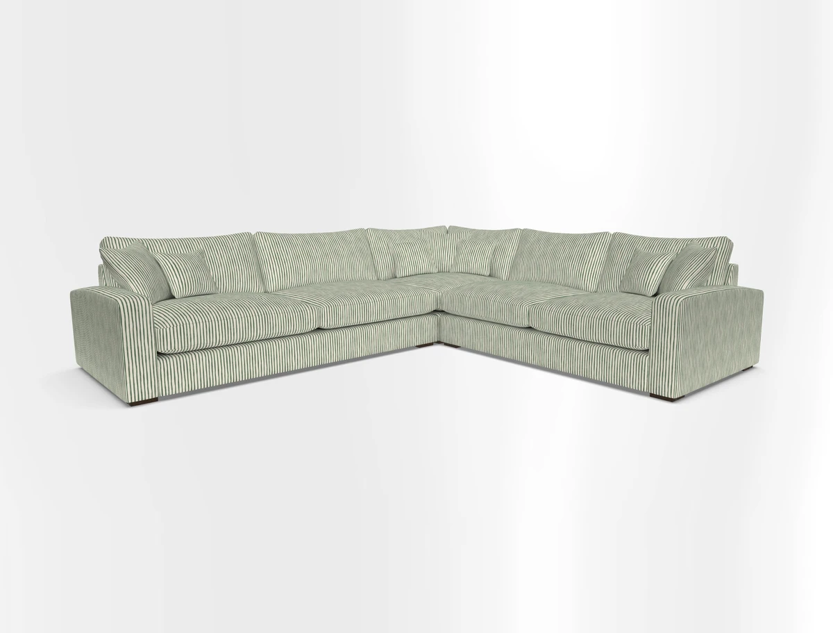 Stockbridge Corner Sofa LHF in V&A Threads of India Opulent Velvets Ikat Mirage Burnt Umber 
