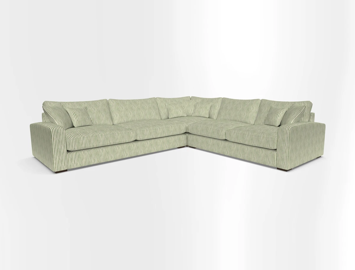 Stockbridge Corner Sofa LHF in V&A Threads of India Opulent Velvets Ikat Mirage Burnt Umber 