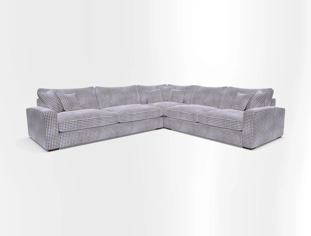 Stockbridge Corner Sofa LHF in V&A Threads of India Opulent Velvets Ikat Mirage Burnt Umber 