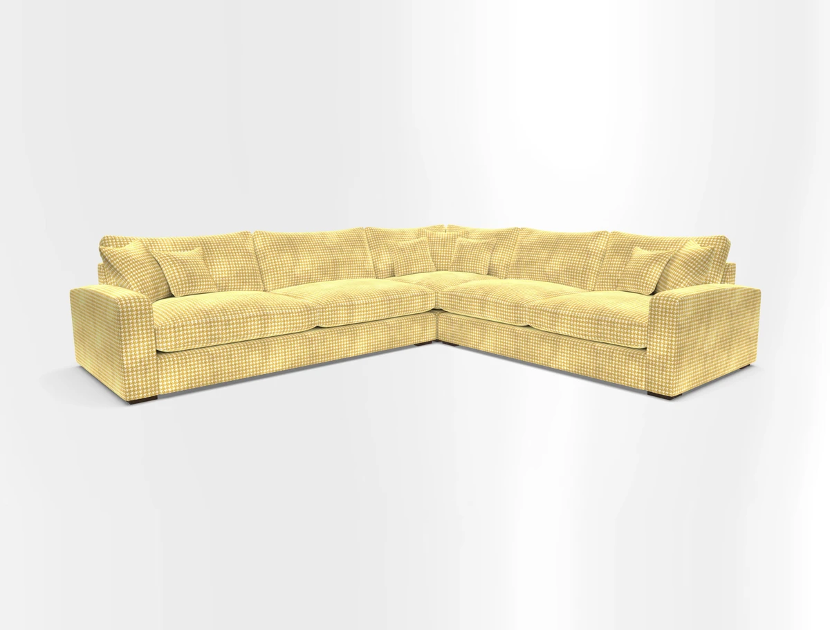 Stockbridge Corner Sofa LHF in V&A Threads of India Opulent Velvets Ikat Mirage Burnt Umber 