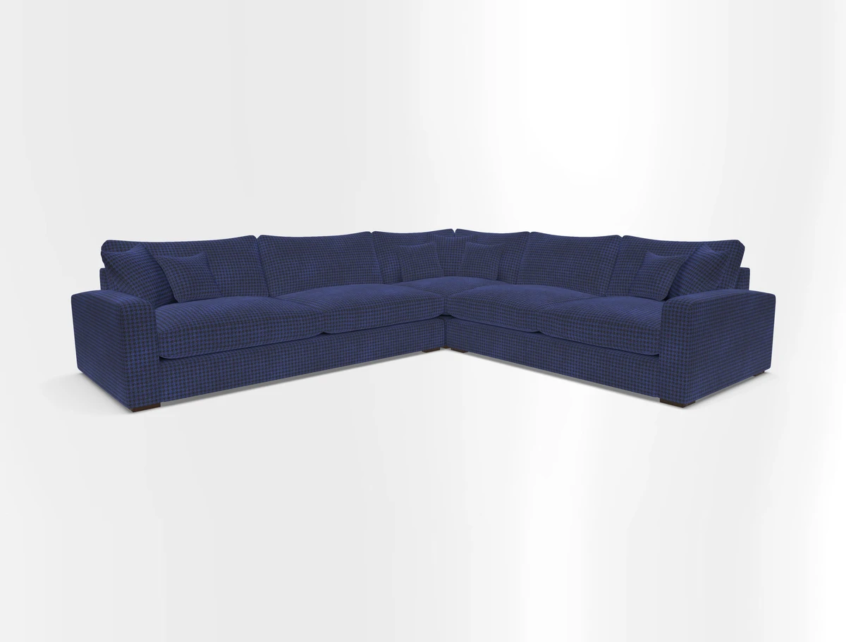 Stockbridge Corner Sofa LHF in V&A Threads of India Opulent Velvets Ikat Mirage Burnt Umber 