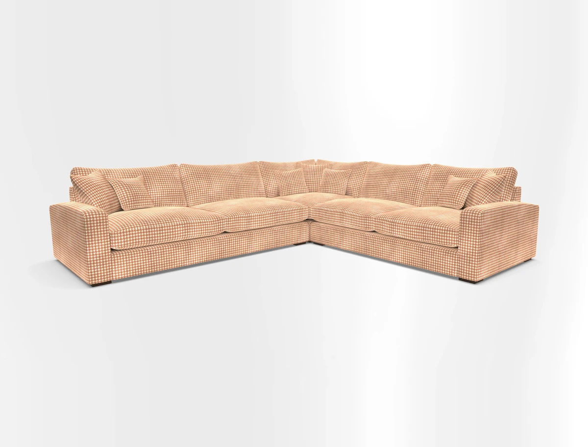 Stockbridge Corner Sofa LHF in V&A Threads of India Opulent Velvets Ikat Mirage Burnt Umber 