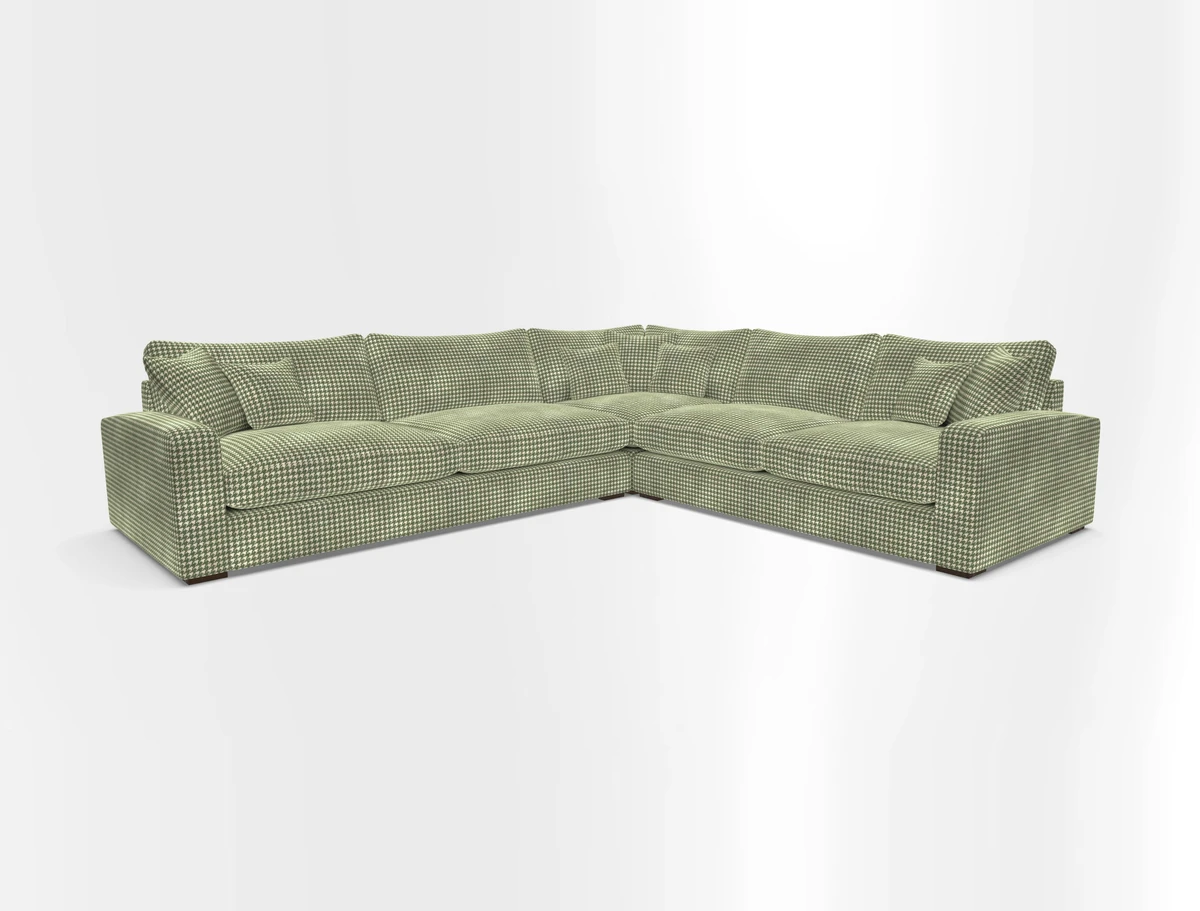 Stockbridge Corner Sofa LHF in V&A Threads of India Opulent Velvets Ikat Mirage Burnt Umber 