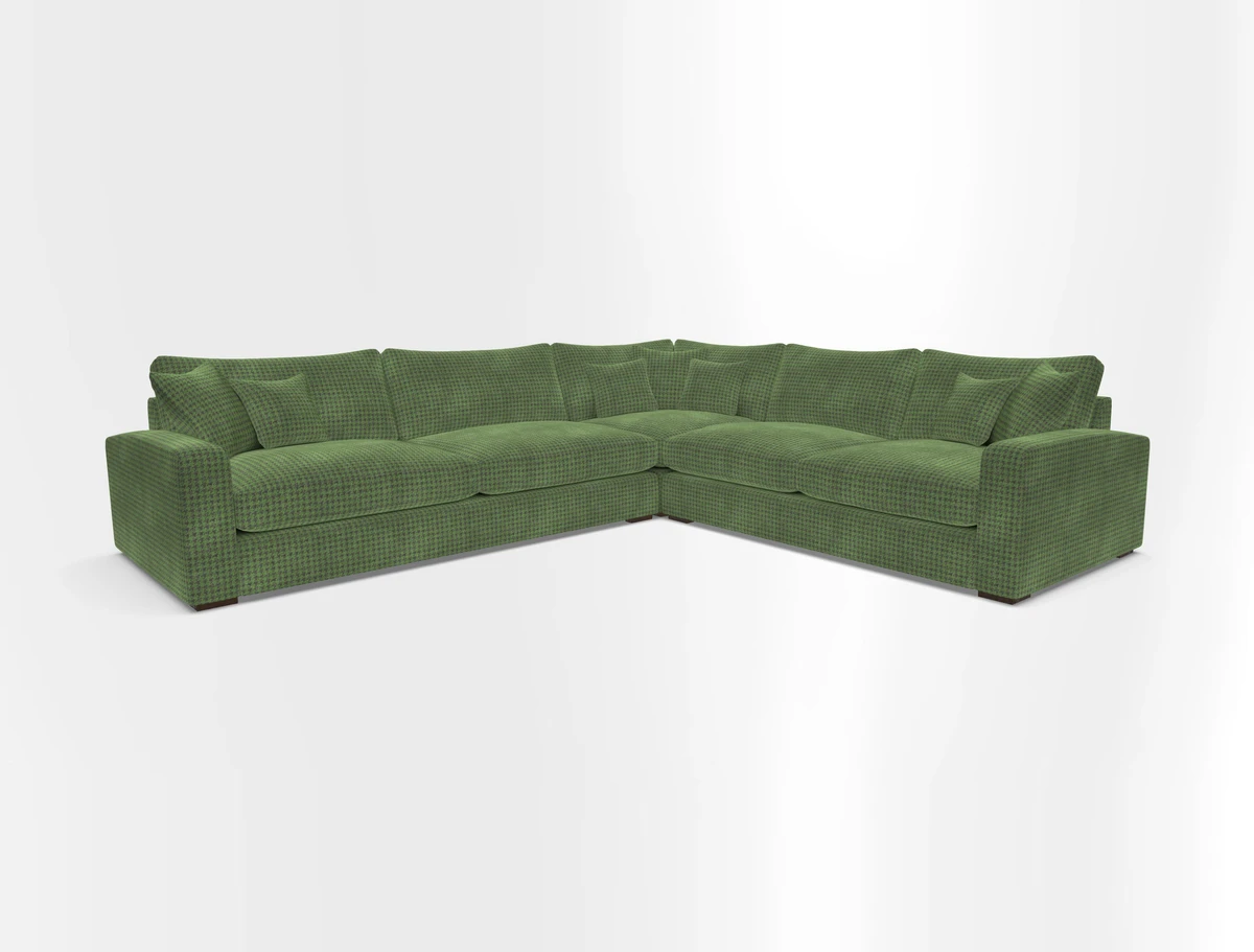 Stockbridge Corner Sofa LHF in V&A Threads of India Opulent Velvets Ikat Mirage Burnt Umber 