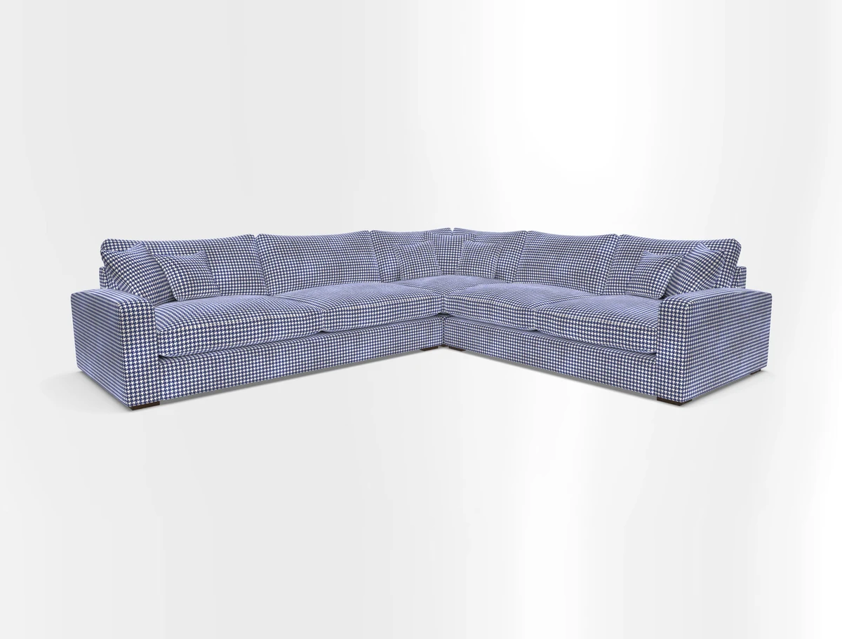 Stockbridge Corner Sofa LHF in V&A Threads of India Opulent Velvets Ikat Mirage Burnt Umber 