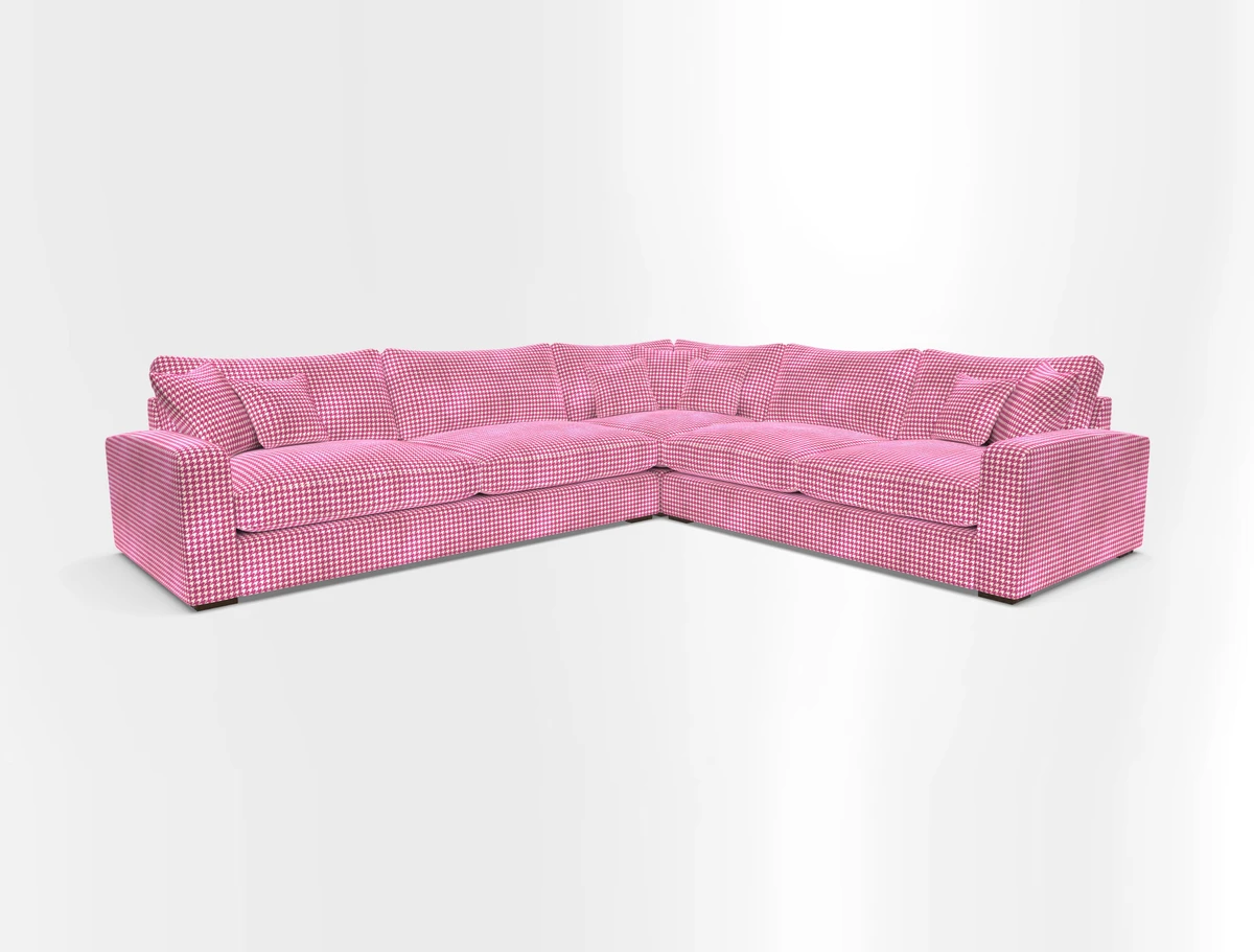 Stockbridge Corner Sofa LHF in V&A Threads of India Opulent Velvets Ikat Mirage Burnt Umber 