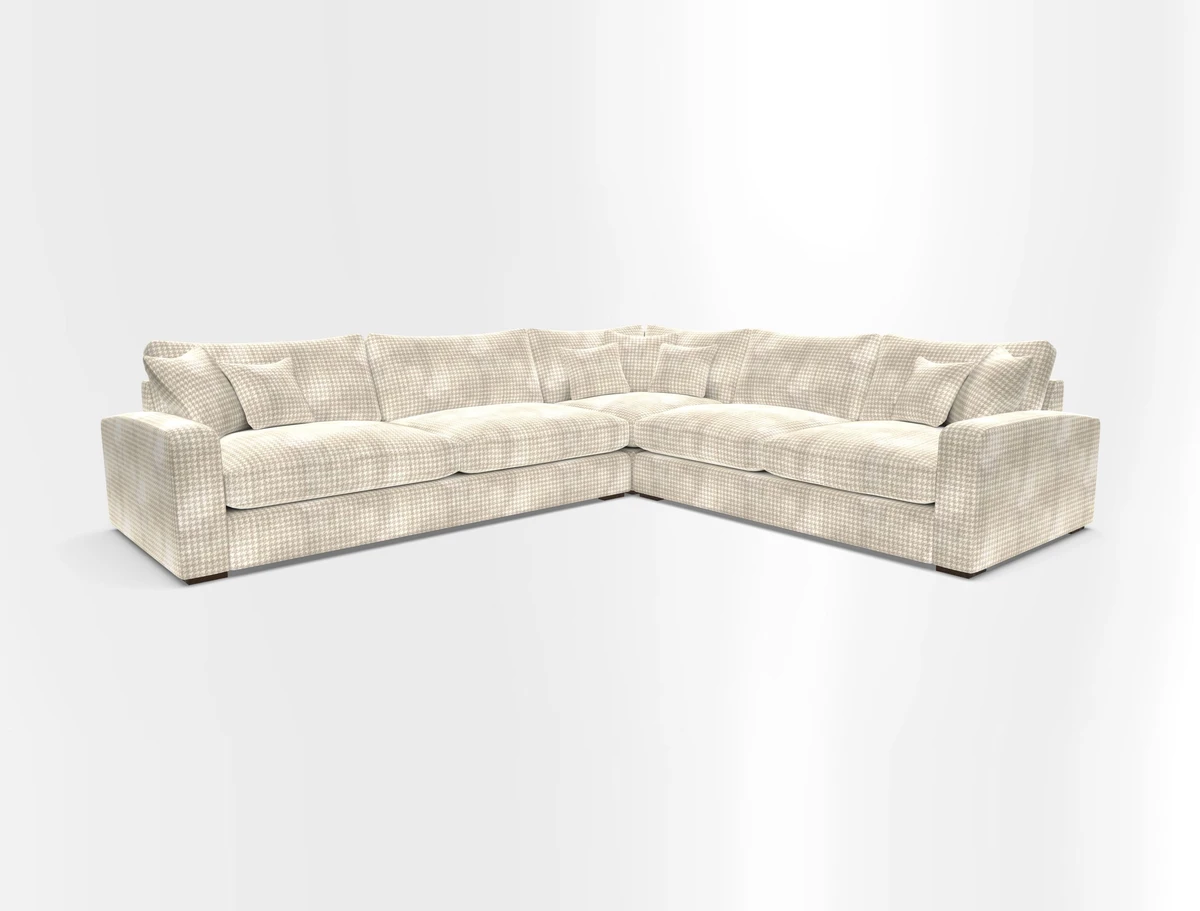 Stockbridge Corner Sofa LHF in V&A Threads of India Opulent Velvets Ikat Mirage Burnt Umber 