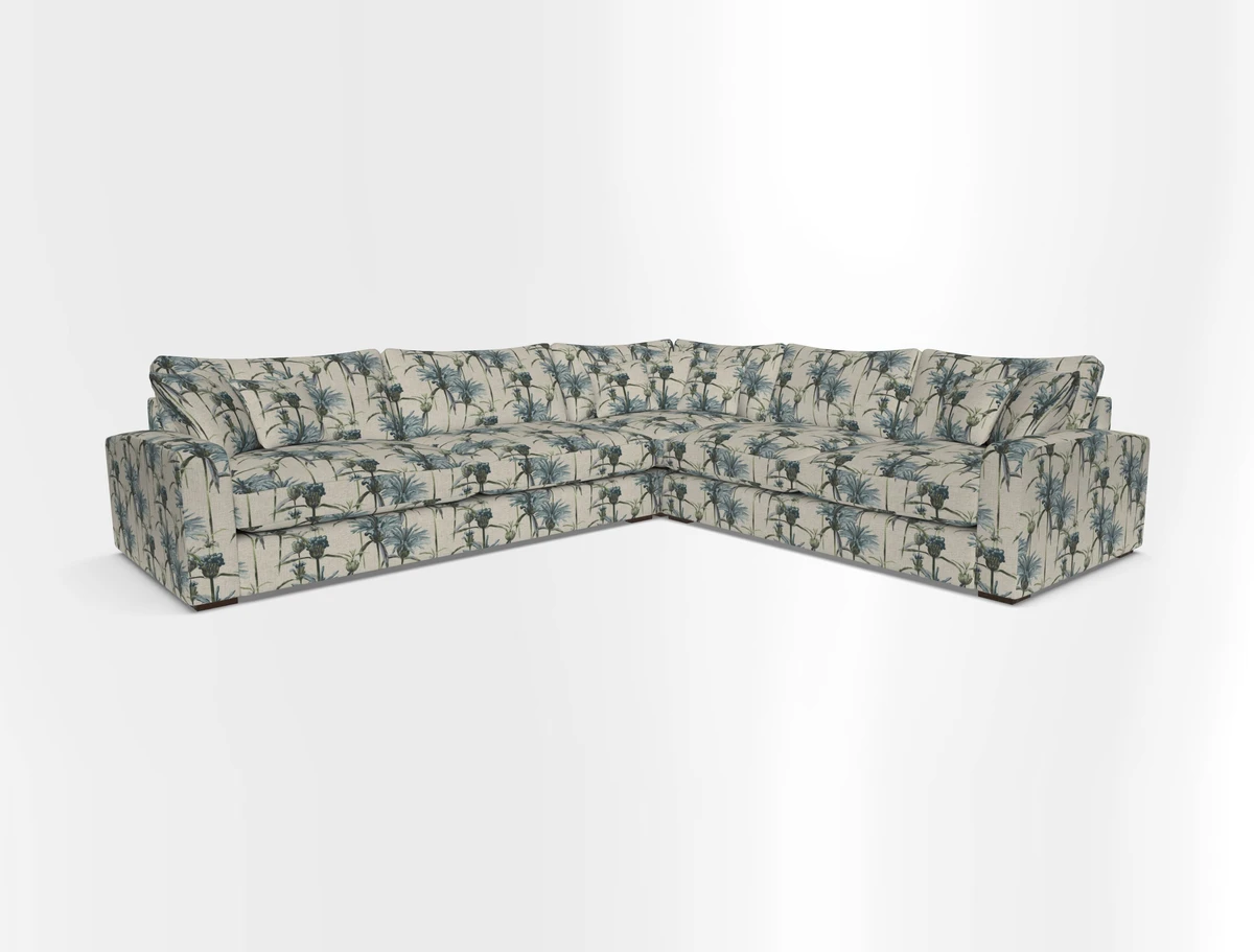 Stockbridge Corner Sofa LHF in V&A Threads of India Opulent Velvets Ikat Mirage Burnt Umber 