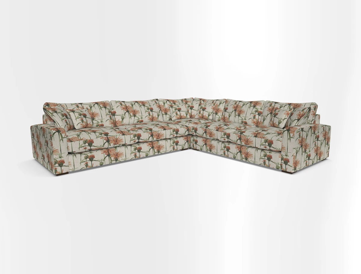 Stockbridge Corner Sofa LHF in V&A Threads of India Opulent Velvets Ikat Mirage Burnt Umber 