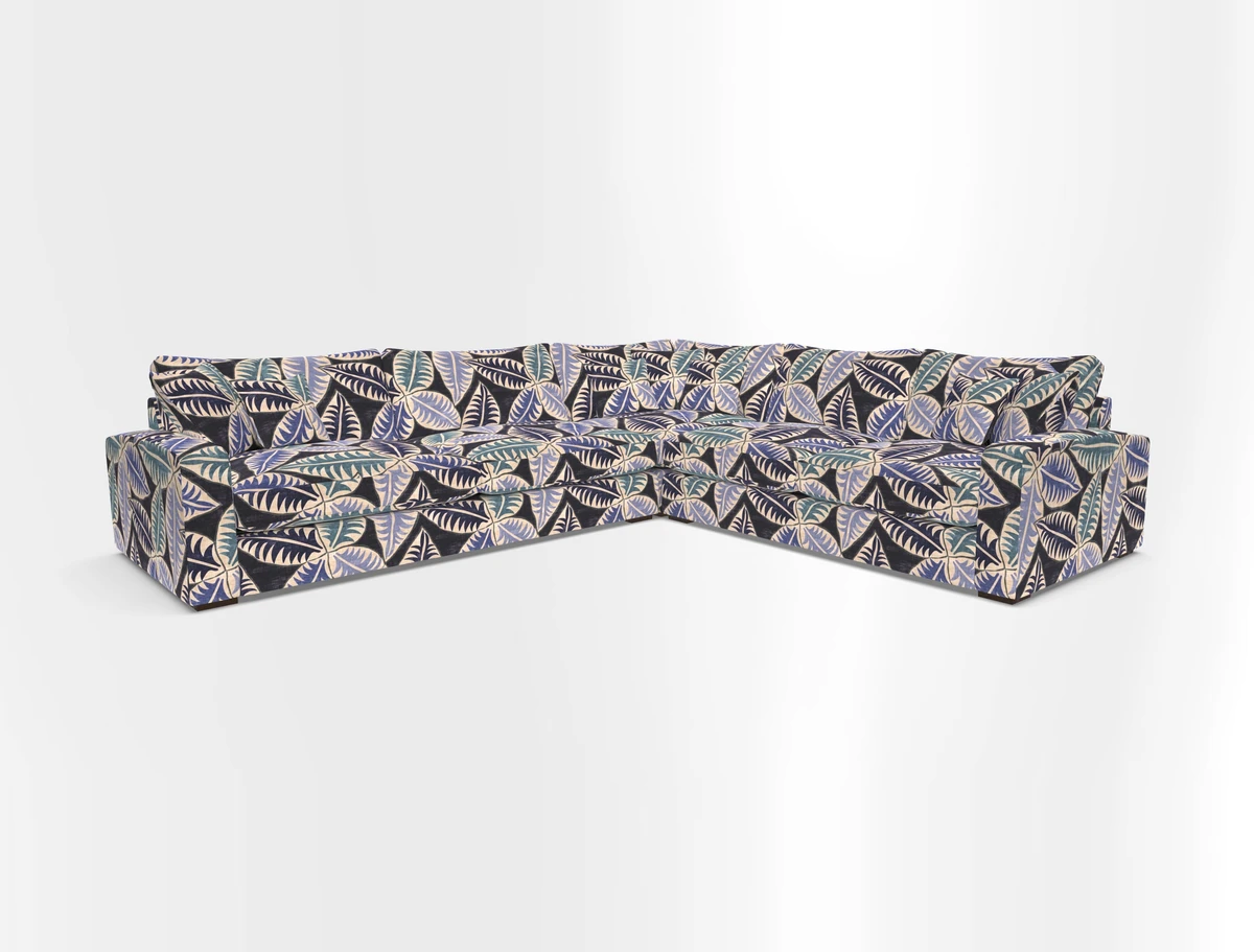 Stockbridge Corner Sofa LHF in V&A Threads of India Opulent Velvets Ikat Mirage Burnt Umber 