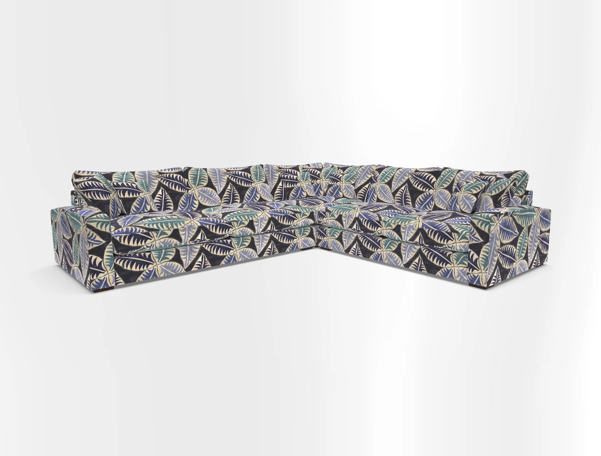Stockbridge Corner Sofa LHF in V&A Threads of India Opulent Velvets Ikat Mirage Burnt Umber 