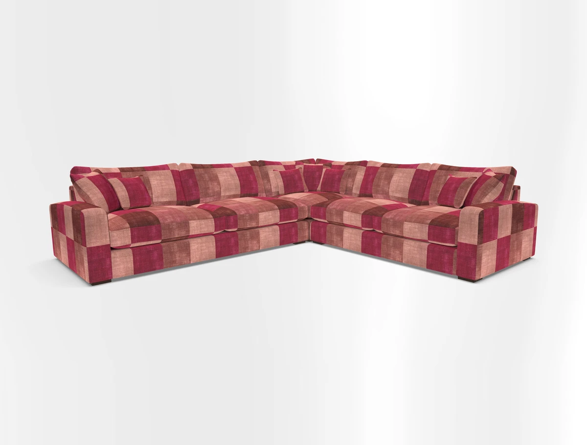 Stockbridge Corner Sofa LHF in V&A Threads of India Opulent Velvets Ikat Mirage Burnt Umber 