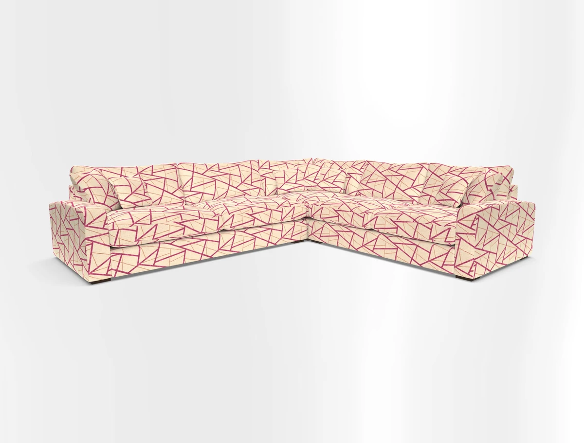 Stockbridge Corner Sofa LHF in V&A Threads of India Opulent Velvets Ikat Mirage Burnt Umber 