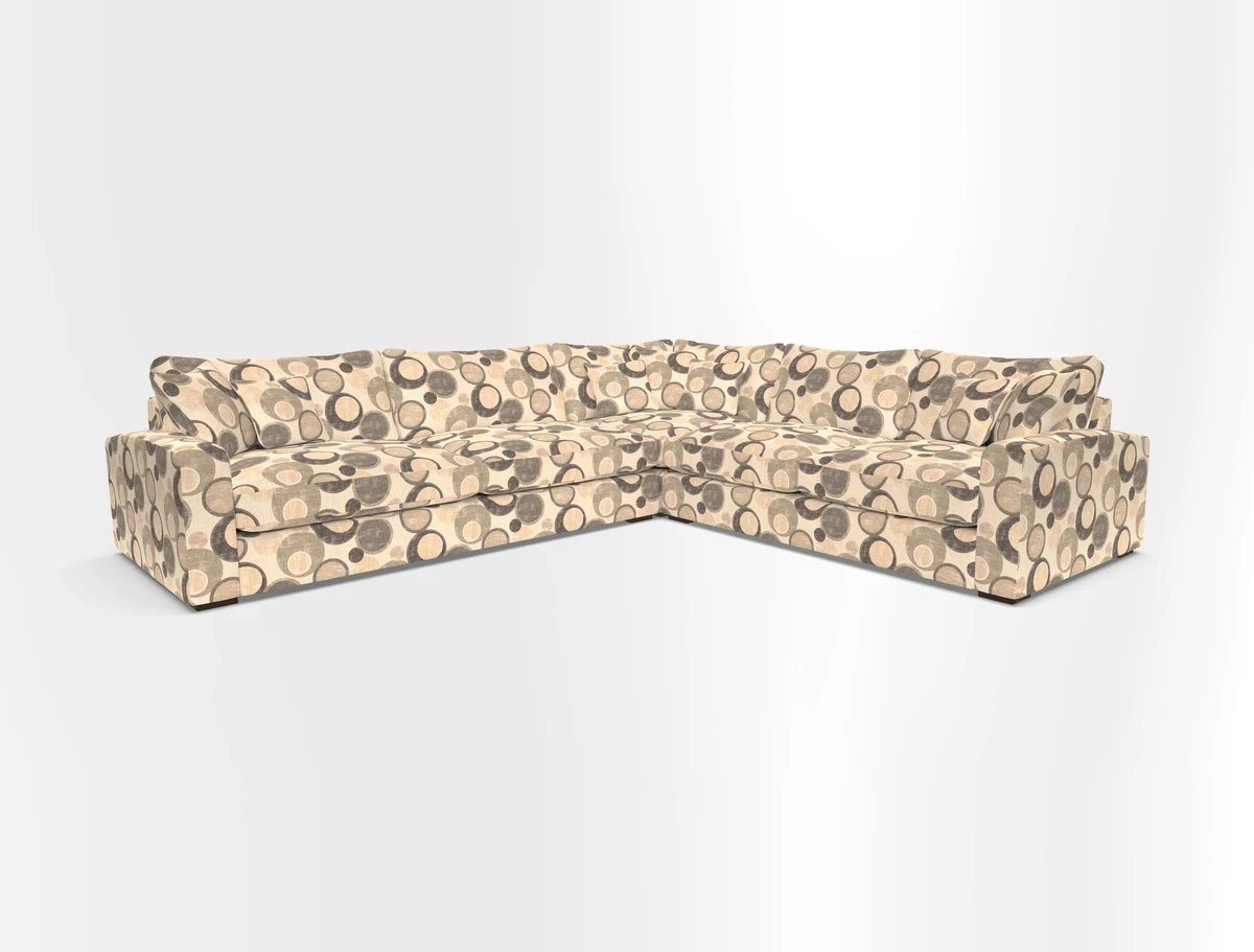 Stockbridge Corner Sofa LHF in V&A Threads of India Opulent Velvets Ikat Mirage Burnt Umber 