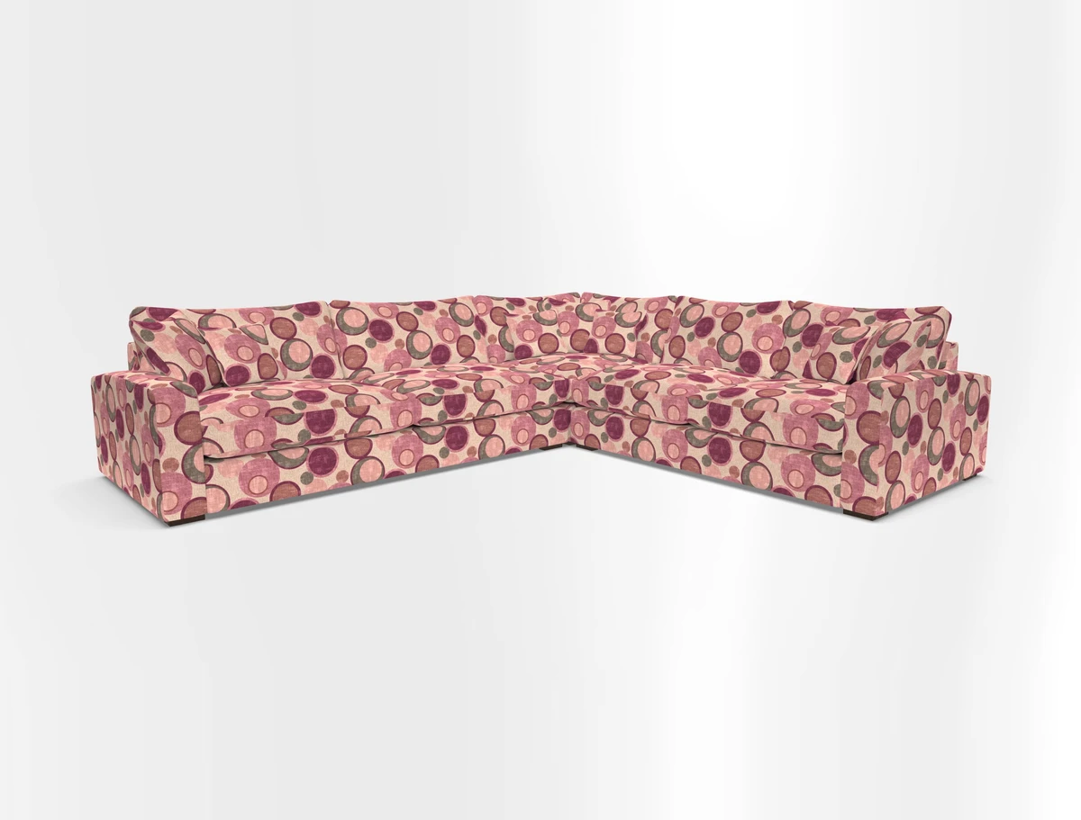 Stockbridge Corner Sofa LHF in V&A Threads of India Opulent Velvets Ikat Mirage Burnt Umber 