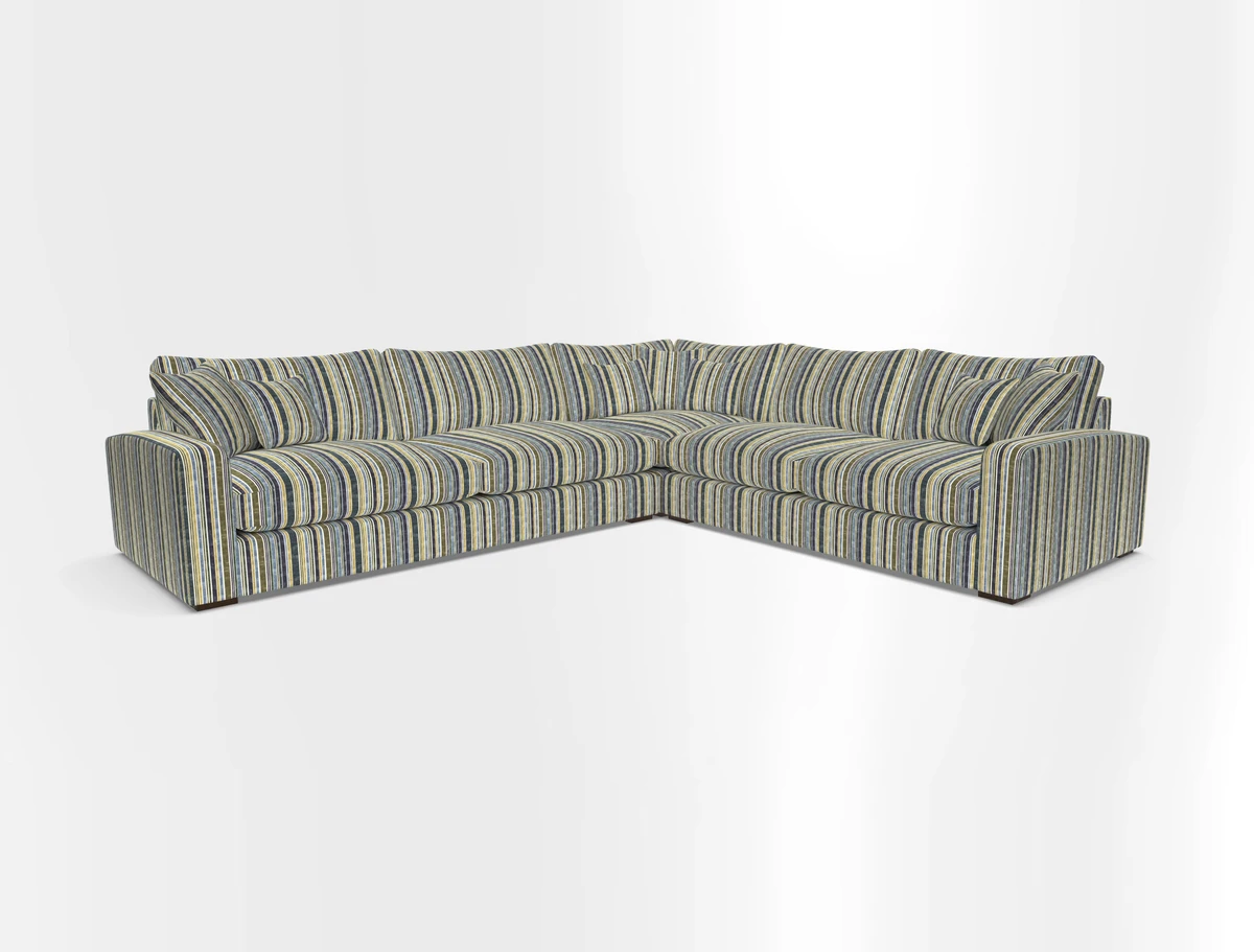 Stockbridge Corner Sofa LHF in V&A Threads of India Opulent Velvets Ikat Mirage Burnt Umber 
