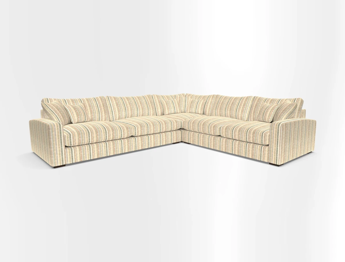 Stockbridge Corner Sofa LHF in V&A Threads of India Opulent Velvets Ikat Mirage Burnt Umber 