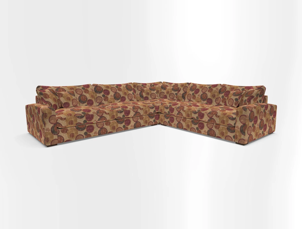 Stockbridge Corner Sofa LHF in V&A Threads of India Opulent Velvets Ikat Mirage Burnt Umber 