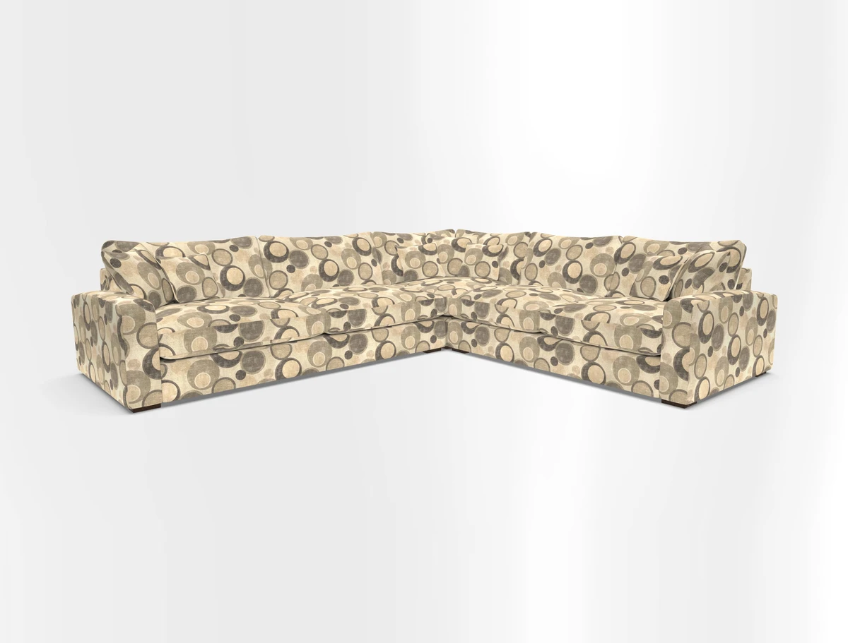 Stockbridge Corner Sofa LHF in V&A Threads of India Opulent Velvets Ikat Mirage Burnt Umber 