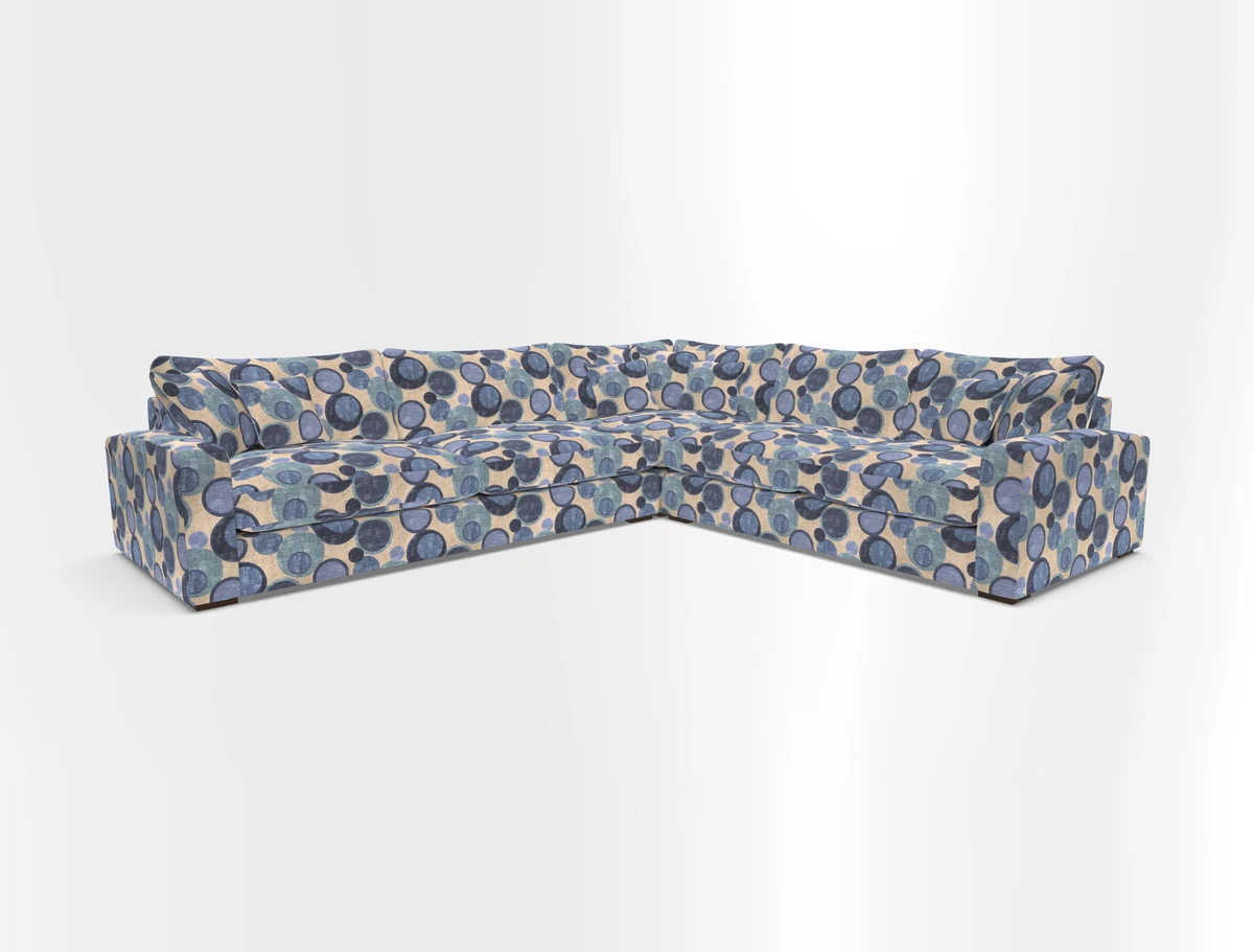 Stockbridge Corner Sofa LHF in V&A Threads of India Opulent Velvets Ikat Mirage Burnt Umber 