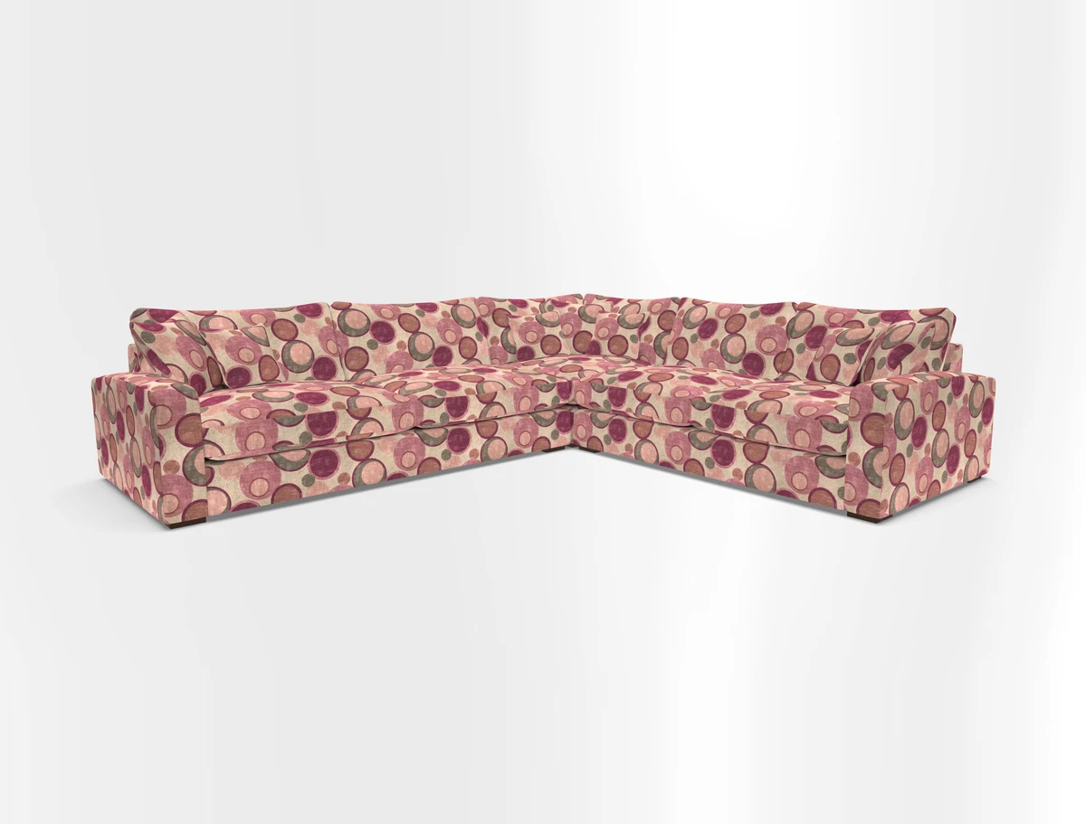 Stockbridge Corner Sofa LHF in V&A Threads of India Opulent Velvets Ikat Mirage Burnt Umber 
