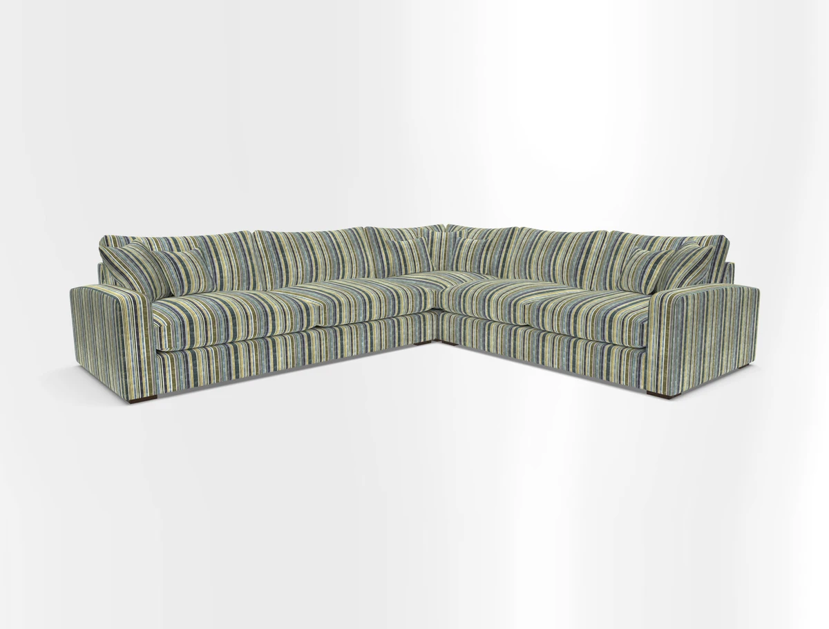 Stockbridge Corner Sofa LHF in V&A Threads of India Opulent Velvets Ikat Mirage Burnt Umber 