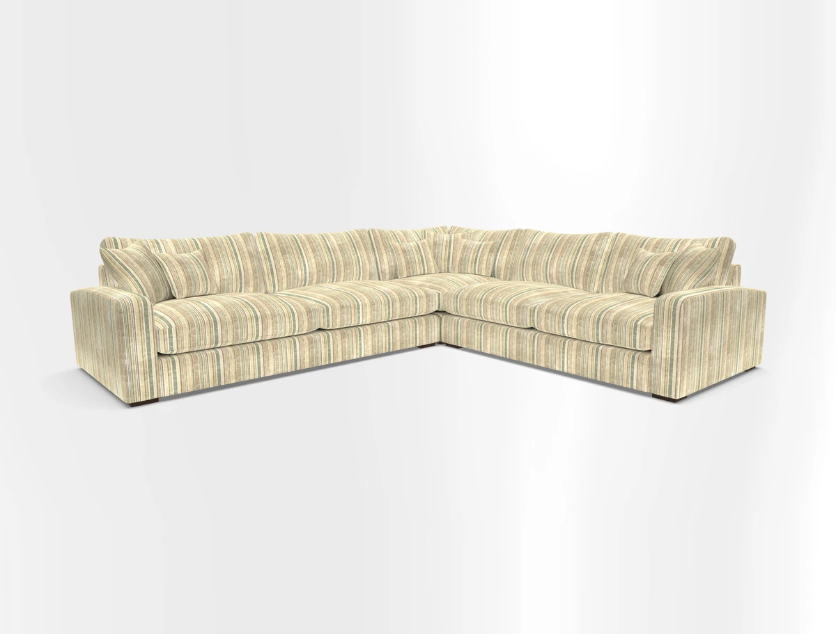 Stockbridge Corner Sofa LHF in V&A Threads of India Opulent Velvets Ikat Mirage Burnt Umber 