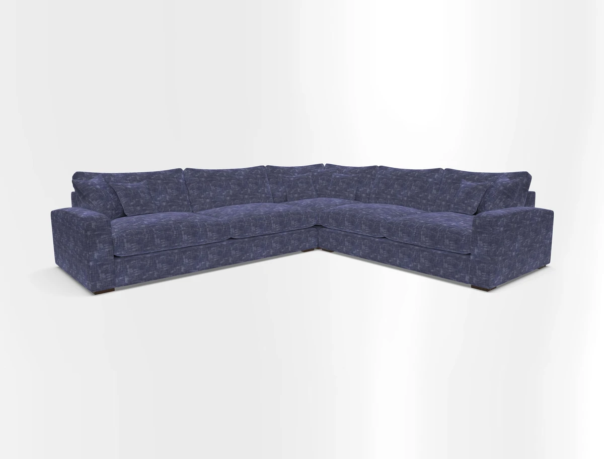 Stockbridge Corner Sofa LHF in V&A Threads of India Opulent Velvets Ikat Mirage Burnt Umber 