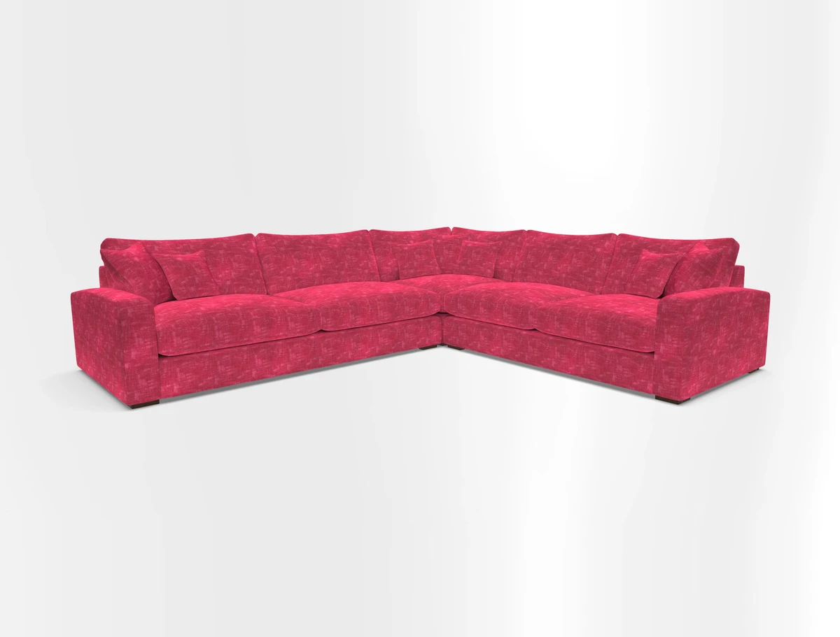Stockbridge Corner Sofa LHF in V&A Threads of India Opulent Velvets Ikat Mirage Burnt Umber 