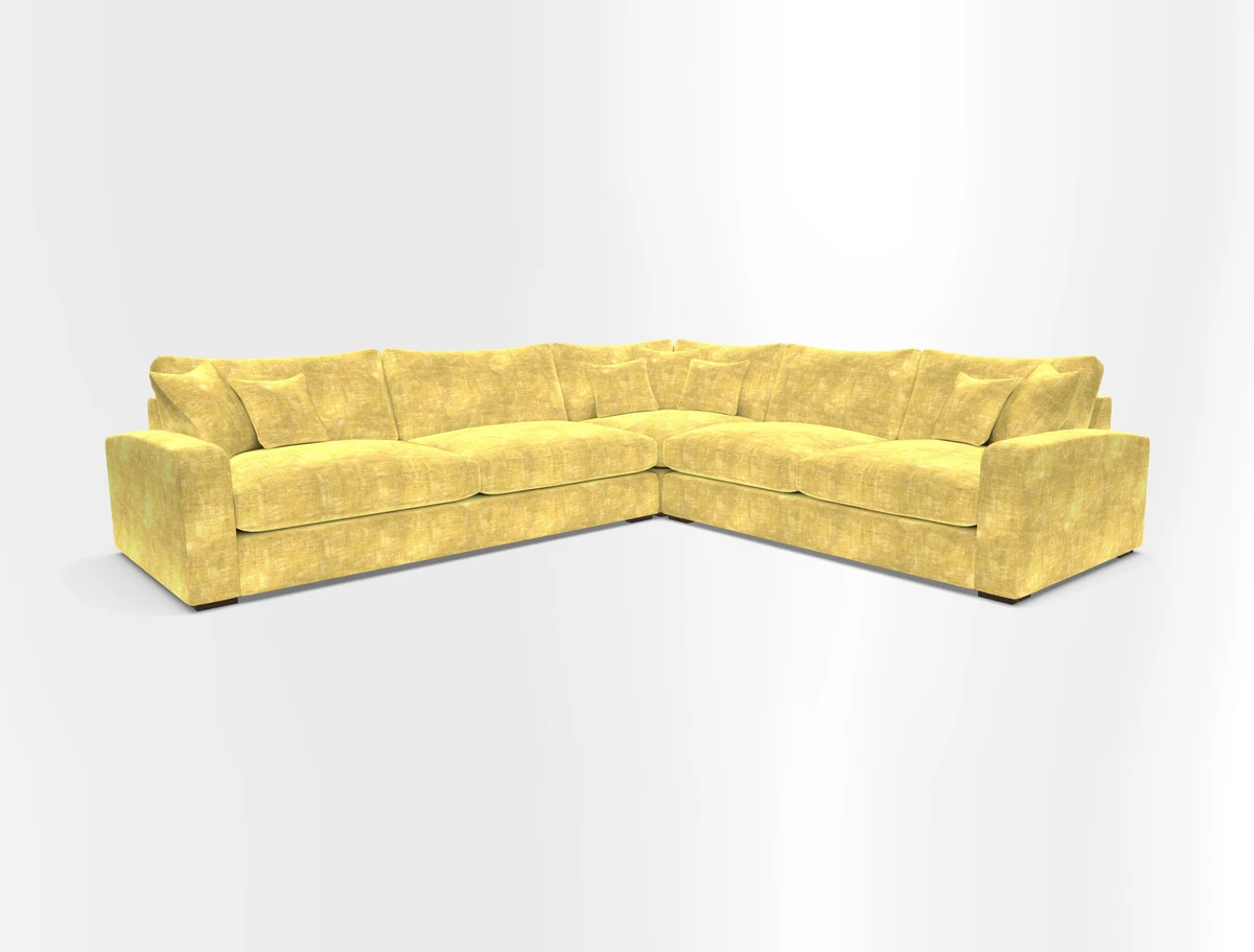 Stockbridge Corner Sofa LHF in V&A Threads of India Opulent Velvets Ikat Mirage Burnt Umber 