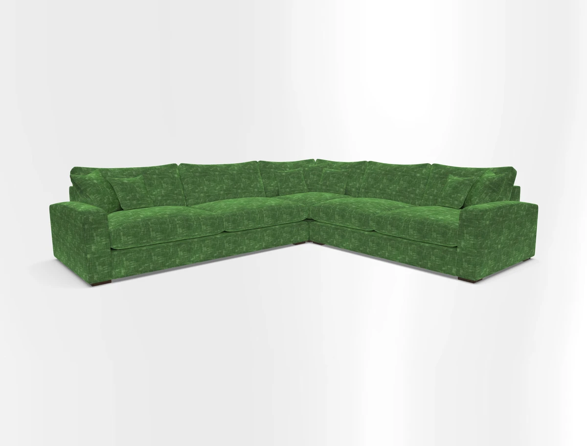 Stockbridge Corner Sofa LHF in V&A Threads of India Opulent Velvets Ikat Mirage Burnt Umber 