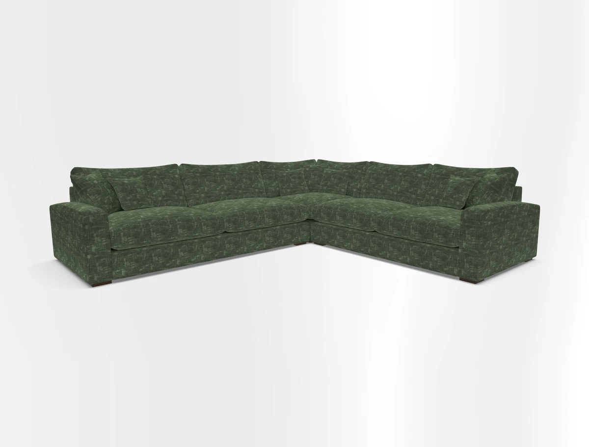 Stockbridge Corner Sofa LHF in V&A Threads of India Opulent Velvets Ikat Mirage Burnt Umber 