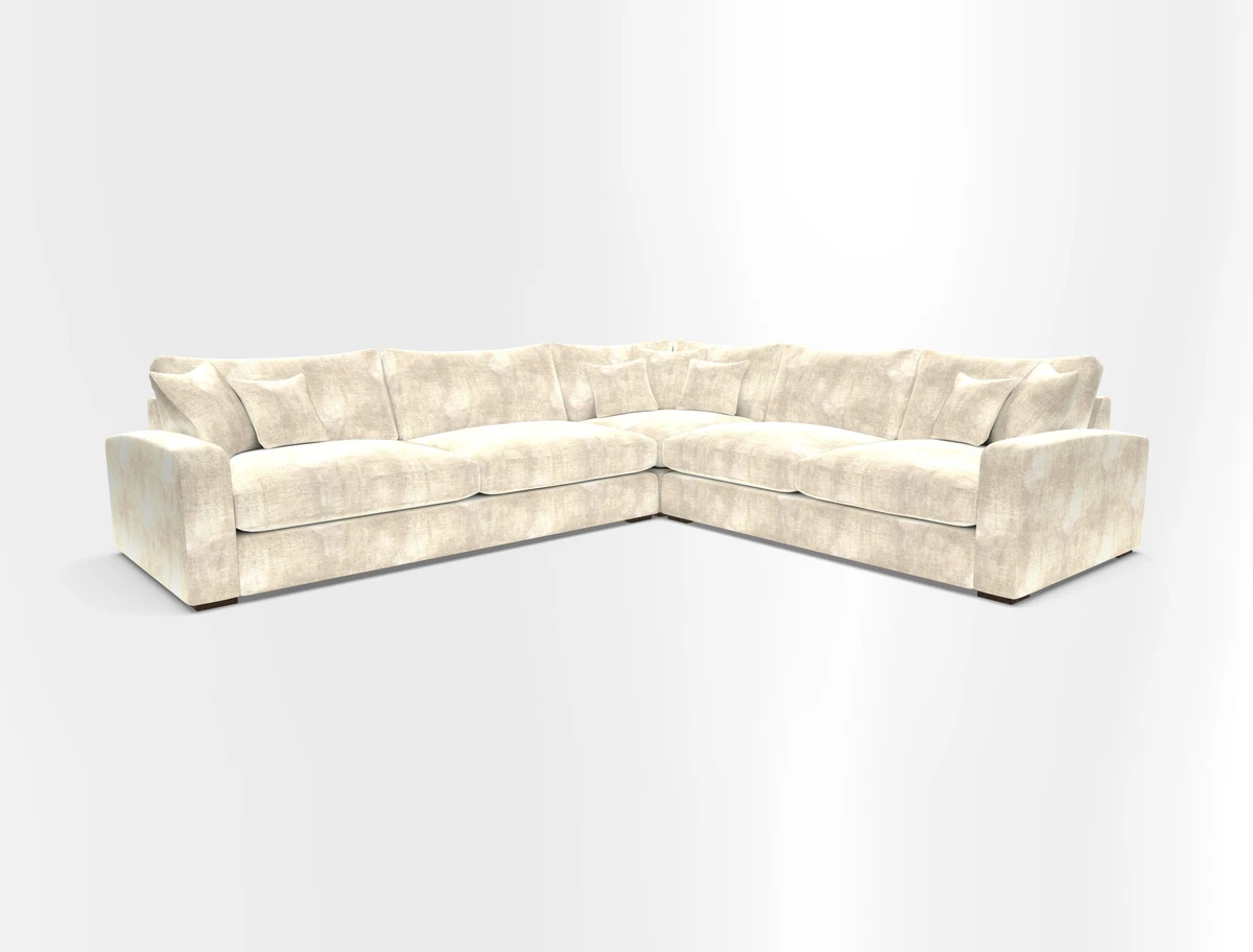 Stockbridge Corner Sofa LHF in V&A Threads of India Opulent Velvets Ikat Mirage Burnt Umber 