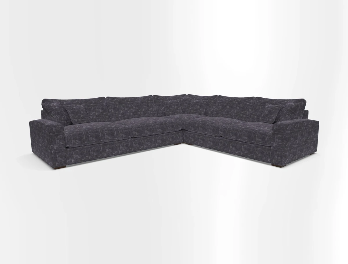 Stockbridge Corner Sofa LHF in V&A Threads of India Opulent Velvets Ikat Mirage Burnt Umber 