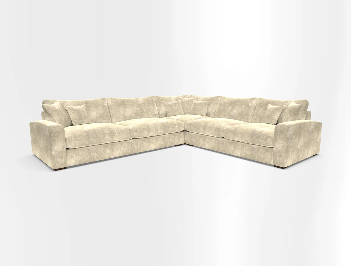 Stockbridge Corner Sofa LHF in V&A Threads of India Opulent Velvets Ikat Mirage Burnt Umber 