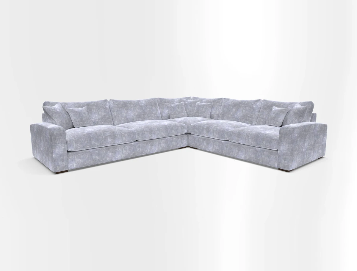 Stockbridge Corner Sofa LHF in V&A Threads of India Opulent Velvets Ikat Mirage Burnt Umber 