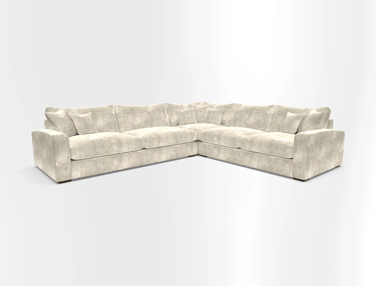 Stockbridge Corner Sofa LHF in V&A Threads of India Opulent Velvets Ikat Mirage Burnt Umber 