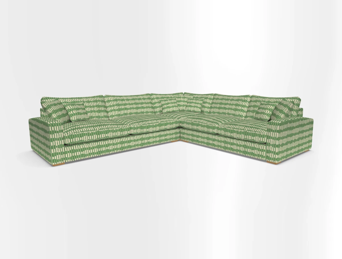 Stockbridge Corner Sofa LHF in V&A Threads of India Opulent Velvets Ikat Mirage Burnt Umber 