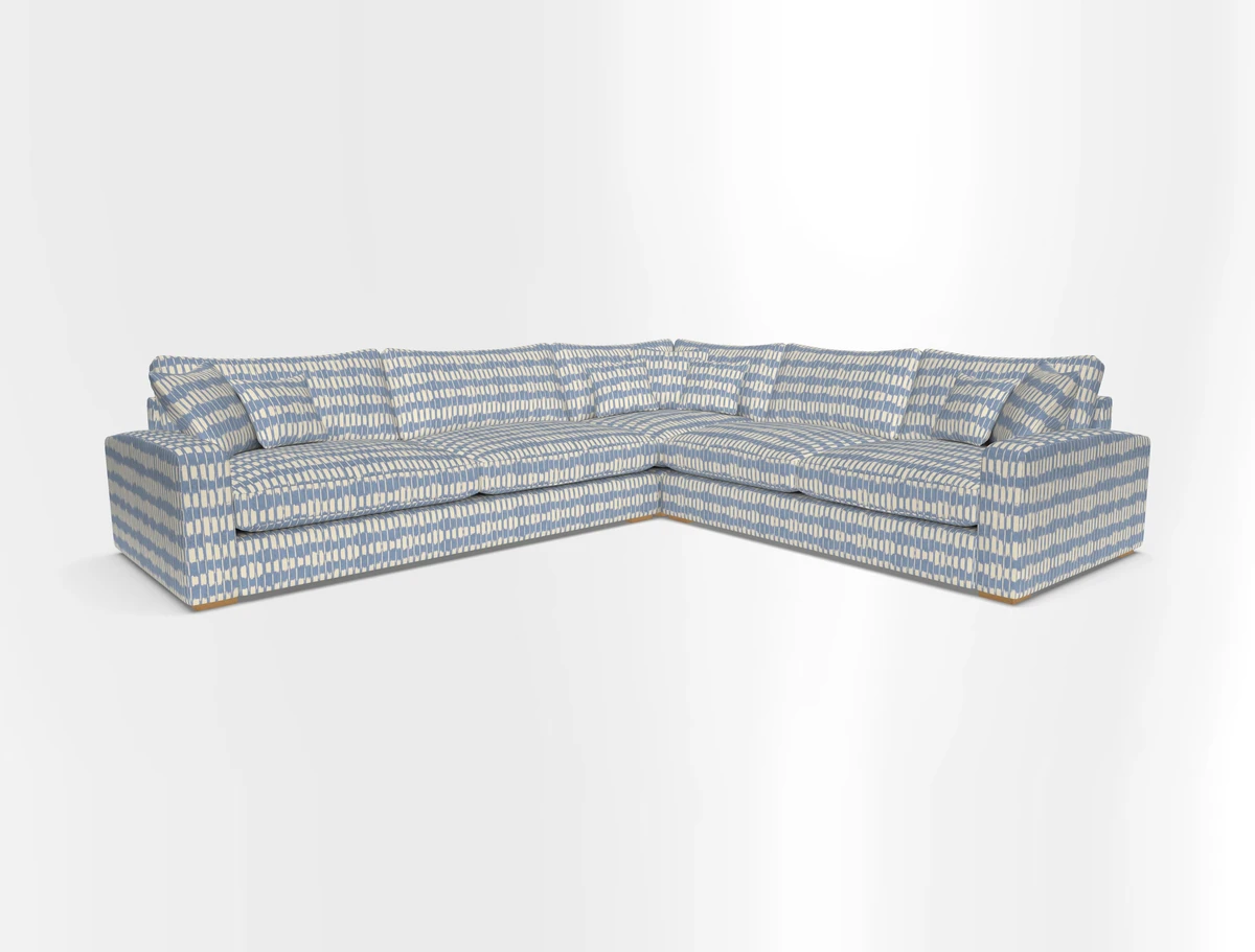 Stockbridge Corner Sofa LHF in V&A Threads of India Opulent Velvets Ikat Mirage Burnt Umber 