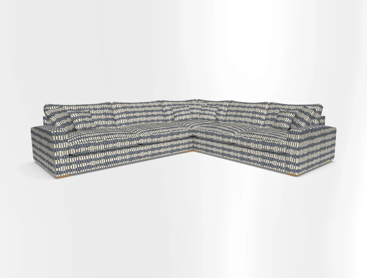 Stockbridge Corner Sofa LHF in V&A Threads of India Opulent Velvets Ikat Mirage Burnt Umber 