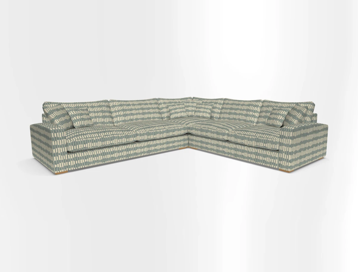 Stockbridge Corner Sofa LHF in V&A Threads of India Opulent Velvets Ikat Mirage Burnt Umber 