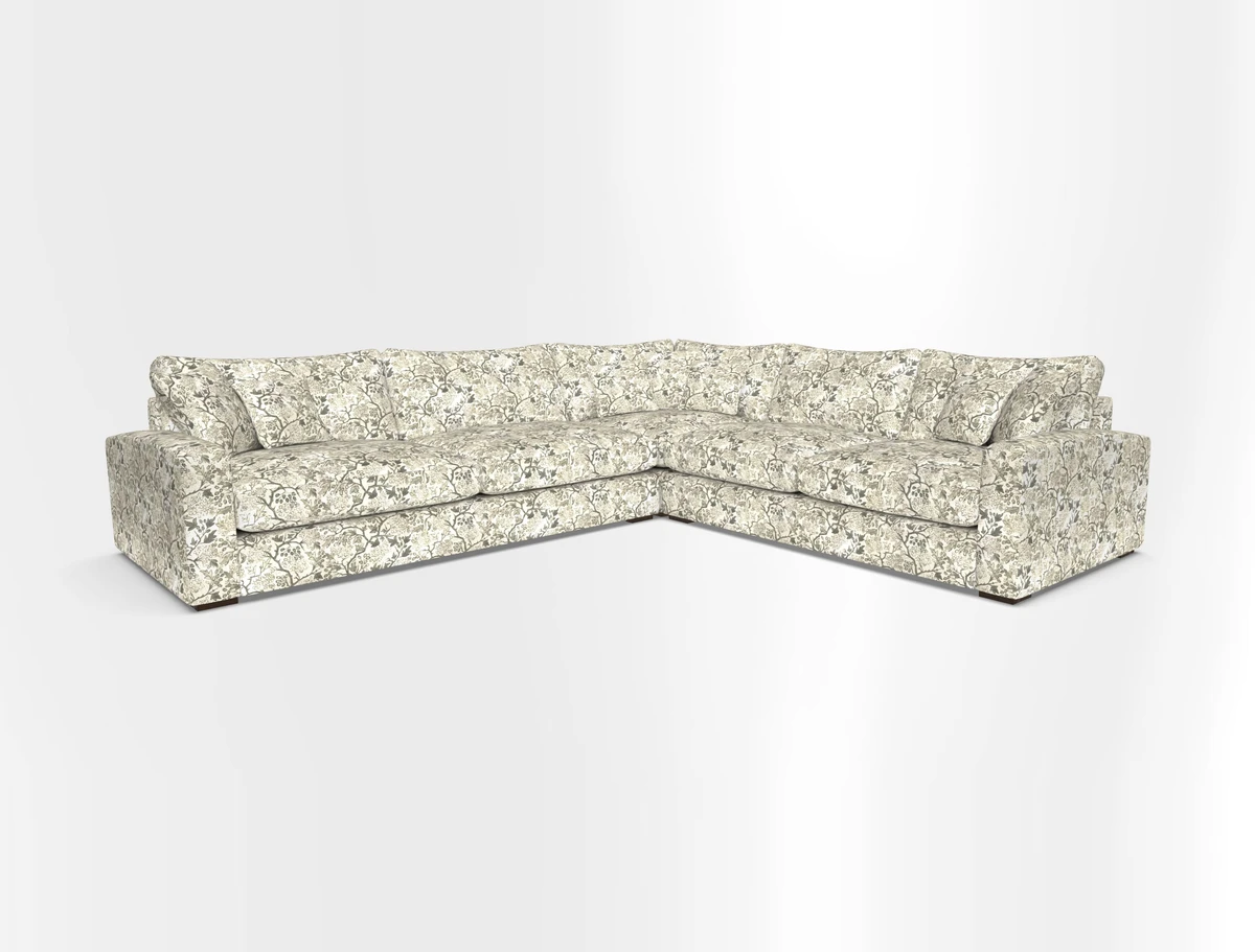 Stockbridge Corner Sofa LHF in V&A Threads of India Opulent Velvets Ikat Mirage Burnt Umber 