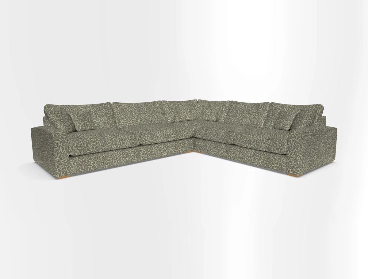 Stockbridge Corner Sofa LHF in V&A Threads of India Opulent Velvets Ikat Mirage Burnt Umber 
