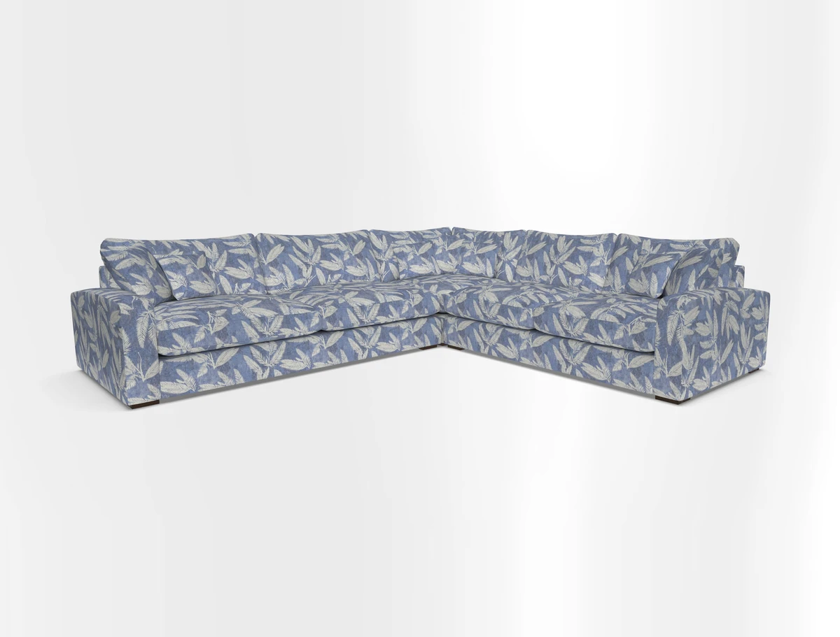 Stockbridge Corner Sofa LHF in V&A Threads of India Opulent Velvets Ikat Mirage Burnt Umber 