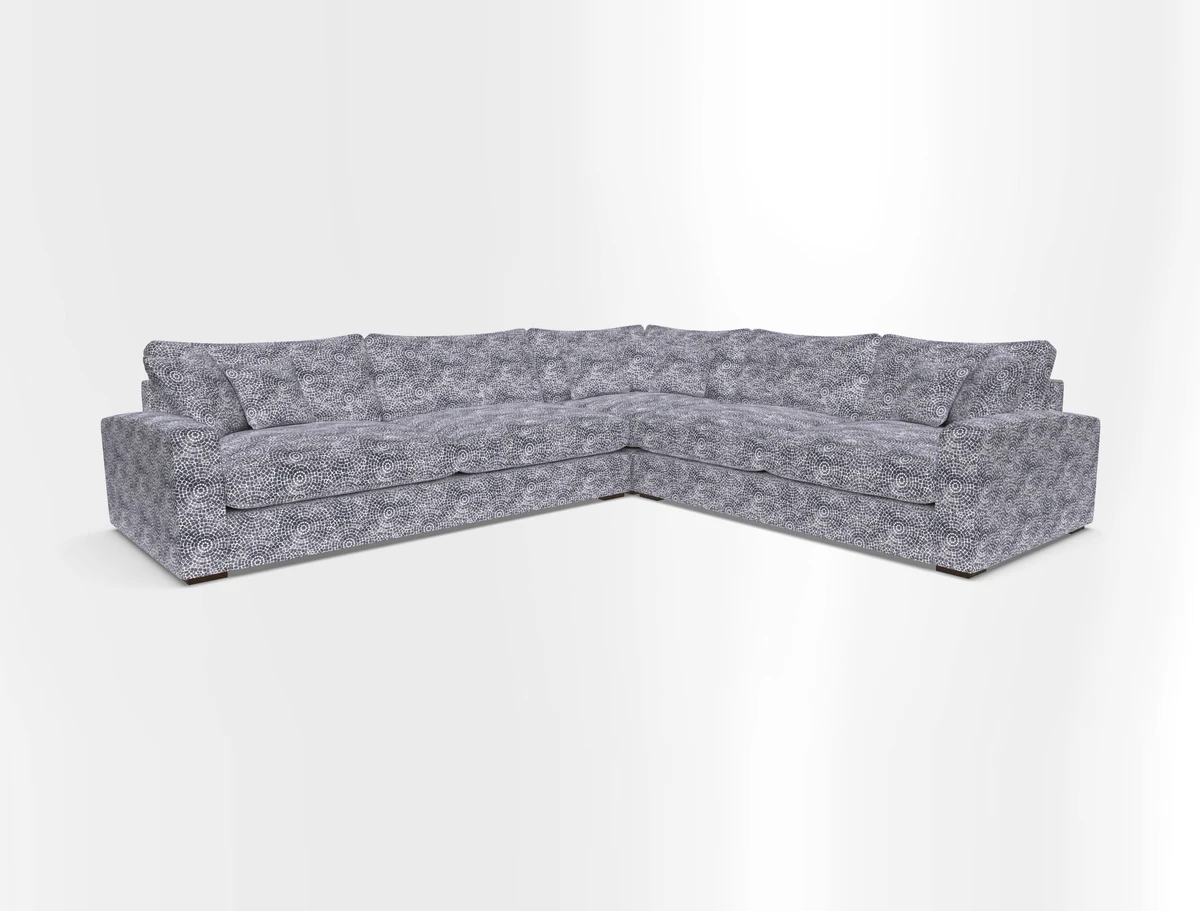 Stockbridge Corner Sofa LHF in V&A Threads of India Opulent Velvets Ikat Mirage Burnt Umber 