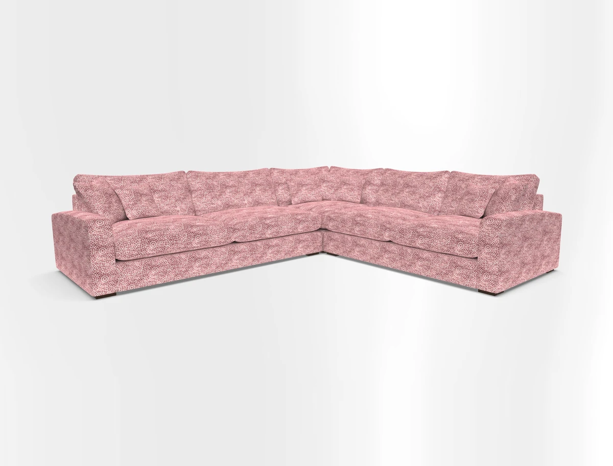 Stockbridge Corner Sofa LHF in V&A Threads of India Opulent Velvets Ikat Mirage Burnt Umber 
