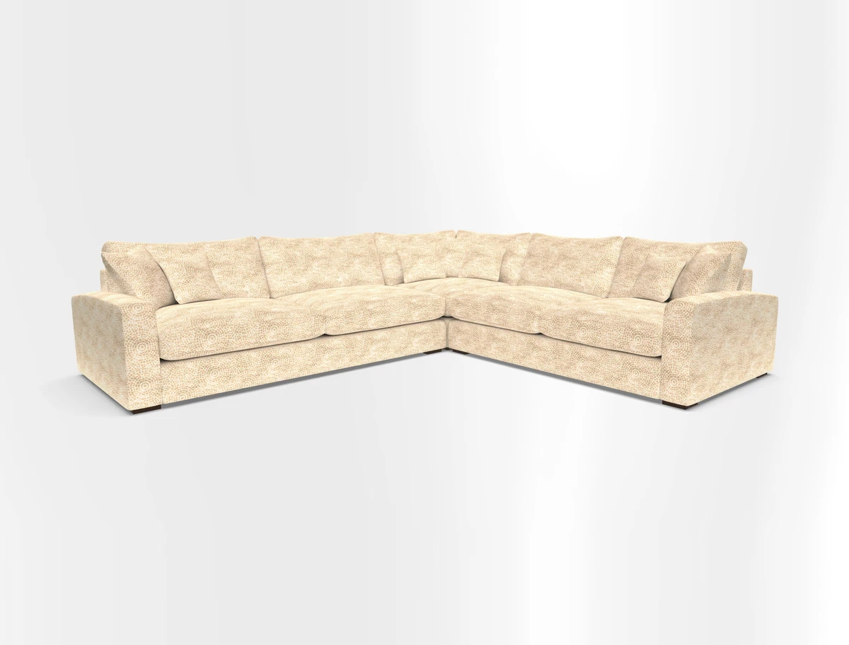 Stockbridge Corner Sofa LHF in V&A Threads of India Opulent Velvets Ikat Mirage Burnt Umber 
