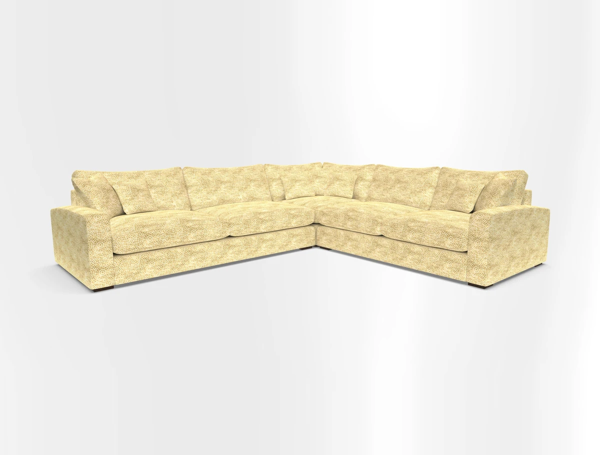 Stockbridge Corner Sofa LHF in V&A Threads of India Opulent Velvets Ikat Mirage Burnt Umber 