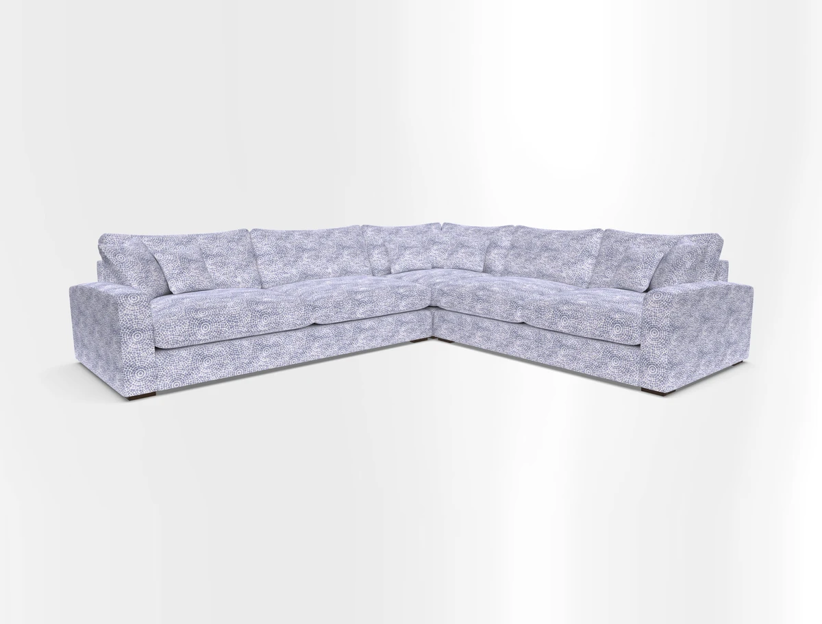 Stockbridge Corner Sofa LHF in V&A Threads of India Opulent Velvets Ikat Mirage Burnt Umber 